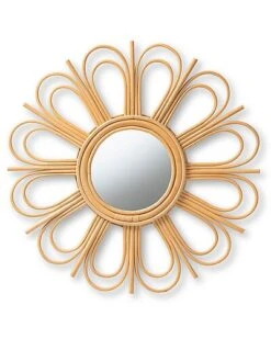 Baxton Studio Kura Rattan Accent Wall Mirror Home