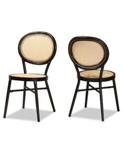 Baxton Studio Thalia Metal And Synthetic Rattan 2pc Outdoor Dining Chair Set Home
