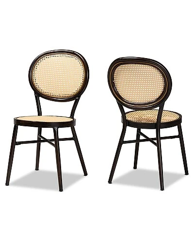 Baxton Studio Thalia Metal And Synthetic Rattan 2pc Outdoor Dining Chair Set Home