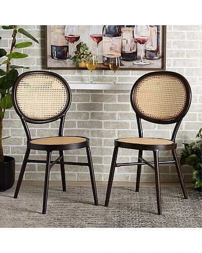 Baxton Studio Thalia Metal And Synthetic Rattan 2pc Outdoor Dining Chair Set Home - Image 2