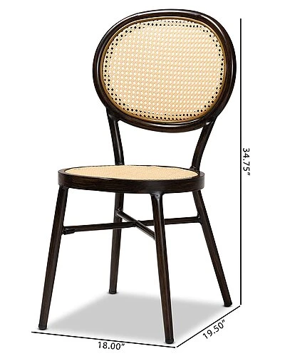 Baxton Studio Thalia Metal And Synthetic Rattan 2pc Outdoor Dining Chair Set Home - Image 4