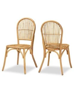 Baxton Studio Wina Rattan 2pc Dining Chair Set Home