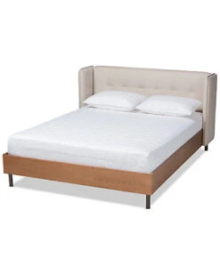Baxton Studio Catarina Queen Size Wingback Platform Bed Home
