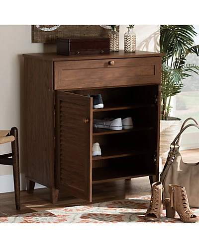 Baxton Studio Coolidge 4-Shelf Shoe Storage Cabinet Home - Image 4