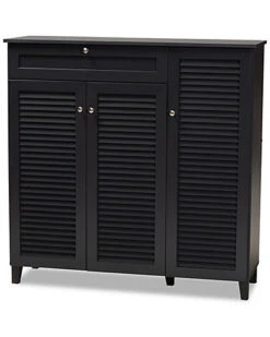 Baxton Studio Coolidge 11-Shelf Shoe Storage Cabinet Home