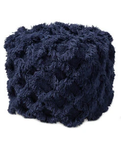 Baxton Studio Asuka Fringe Pouf Ottoman Home