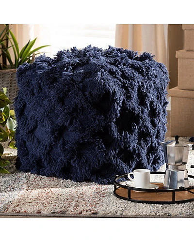 Baxton Studio Asuka Fringe Pouf Ottoman Home - Image 3