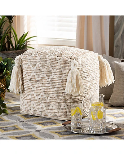 Baxton Studio Noland Hemp Pouf Ottoman Home - Image 3