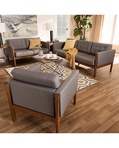 Baxton Studio Lenne 3pc Living Room Set Home - Image 5