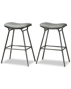Baxton Studio Jette 2pc Bar Stool (Set Of 2) Home