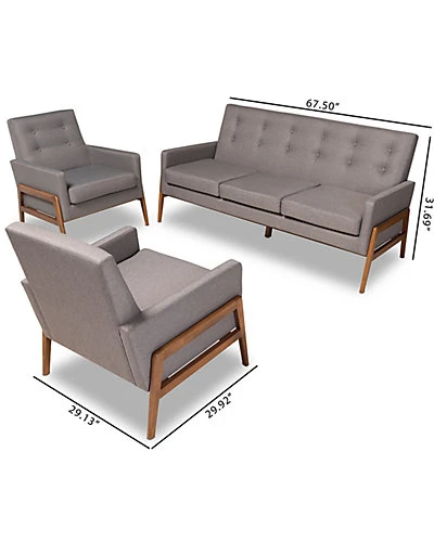 Baxton Studio Perris 3pc Living Room Set Home - Image 5