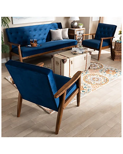 Baxton Studio Rrento 3pc Living Room Set Home - Image 5