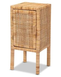 Baxton Studio Vivan Rattan 1-Door Nightstand Home