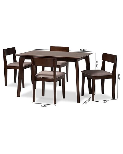 Baxton Studio Camilla Mid-Century Modern 5Pc Dining Set Home - Image 3