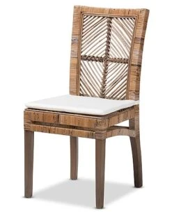 Baxton Studio Laluna Modern Bohemian Natural Rattan Dining Chair With Cushion Home