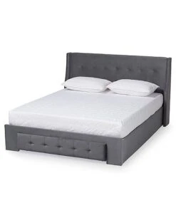 Baxton Studio Noella Modern Contemporary Velvet Upholstered 1-Drawer Platform Storage Bed Home