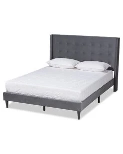 Baxton Studio Gothard Modern Contemporary Velvet Upholstered Platform Bed Home