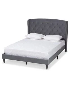 Baxton Studio Joanna Modern Contemporay Velvet Upholstered Platform Bed Home