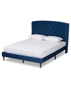 Baxton Studio Joanna Modern Contemporay Velvet Upholstered Platform Bed Home