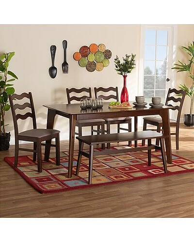 Baxton Studio Amara Mid-Century Modern 6Pc Dining Set Home - Image 2