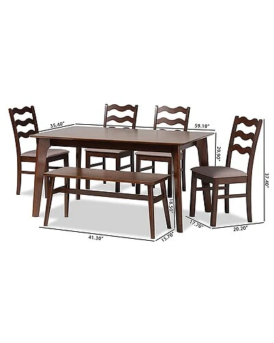 Baxton Studio Amara Mid-Century Modern 6Pc Dining Set Home - Image 3