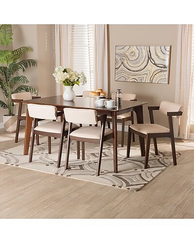 Baxton Studio Althea Mid-Century Modern Transitional 7Pc Dining Set Home - Image 2