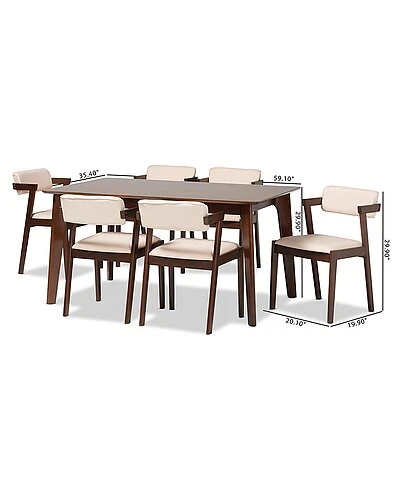 Baxton Studio Althea Mid-Century Modern Transitional 7Pc Dining Set Home - Image 3