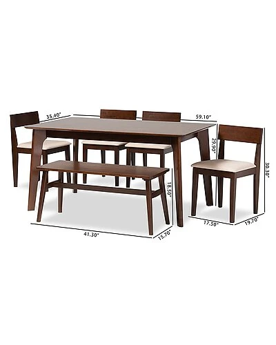 Baxton Studio Camilla Mid-Century Modern 6Pc Dining Set Home - Image 3