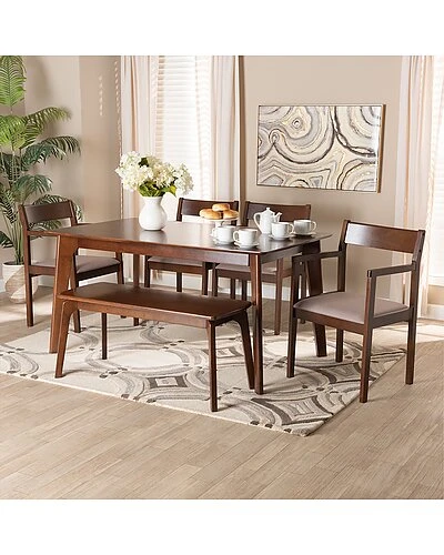 Baxton Studio Helene Mid-Century Modern 6Pc Dining Set Home - Image 2