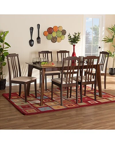 Baxton Studio Clarissa Mid-Century Modern 7Pc Dining Set Home - Image 2