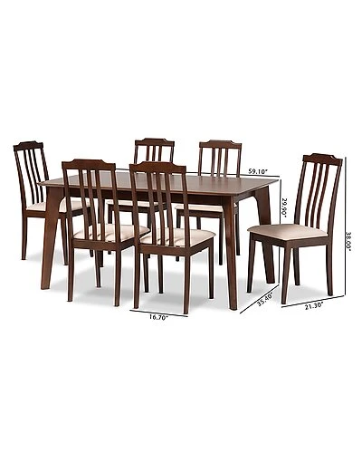 Baxton Studio Clarissa Mid-Century Modern 7Pc Dining Set Home - Image 3