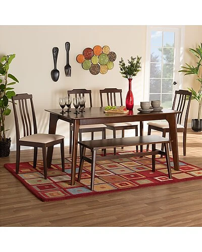 Baxton Studio Clarissa Mid-Century Modern 6Pc Dining Set Home - Image 2