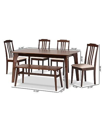 Baxton Studio Clarissa Mid-Century Modern 6Pc Dining Set Home - Image 3