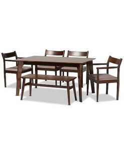 Baxton Studio Coretta Mid-Century Modern 6Pc Dining Set Home