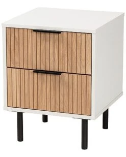 Baxton Studio Karima Mid-Century Modern 2-Drawer End Table Home