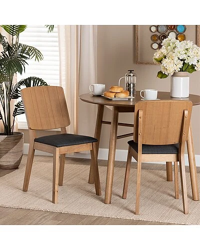 Baxton Studio Denmark Mid-Century Modern 2-Piece Dining Chair Set Home - Image 2