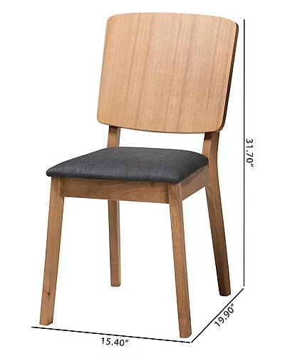 Baxton Studio Denmark Mid-Century Modern 2-Piece Dining Chair Set Home - Image 3