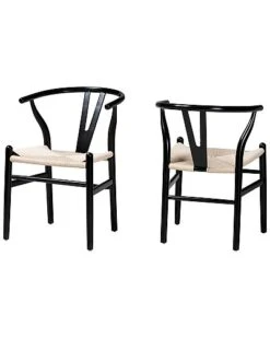 Baxton Studio Paxton Modern 2-Piece Dining Chair Set Home