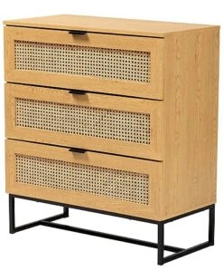 Baxton Studio Wyer Mid-Century Modern 3-Drawer Storage Cabinet Home