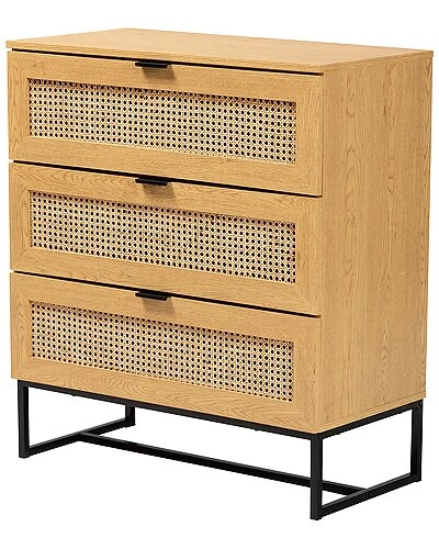 Baxton Studio Wyer Mid-Century Modern 3-Drawer Storage Cabinet Home