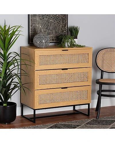 Baxton Studio Wyer Mid-Century Modern 3-Drawer Storage Cabinet Home - Image 2