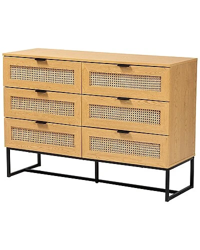Baxton Studio Wyer Mid-Century Modern 6-Drawer Storage Cabinet Home