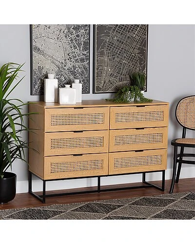 Baxton Studio Wyer Mid-Century Modern 6-Drawer Storage Cabinet Home - Image 2