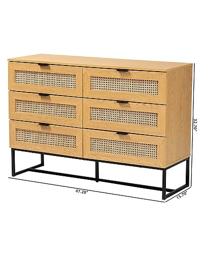 Baxton Studio Wyer Mid-Century Modern 6-Drawer Storage Cabinet Home - Image 3