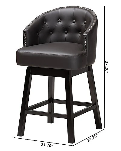 Baxton Studio Theron Mid-Century 2-Piece Swivel Counter Stool Set Home - Image 3