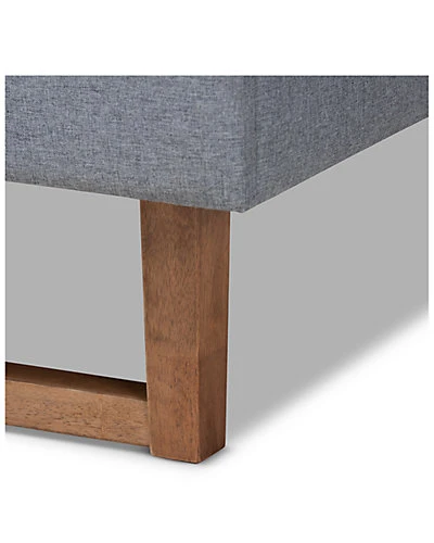 Baxton Studio Allegra Mid-Century Modern Upholstered & Wood Queen Platform Bed Home - Image 4