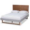 Baxton Studio Eloise Rustic Modern Upholstered & Wood Queen Platform Bed Home