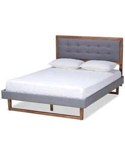 Baxton Studio Emele Modern Transitional Upholstered & Wood Full Platform Bed Home
