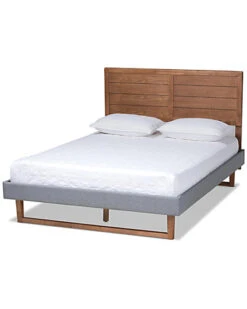 Baxton Studio Gabriela Rustic Modern Upholstered & Wood Full Platform Bed Home