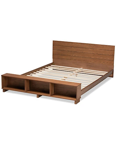 Baxton Studio Regina Modern Rustic Wood King Platform Storage Bed W/Built-In Shelves Home - Image 2